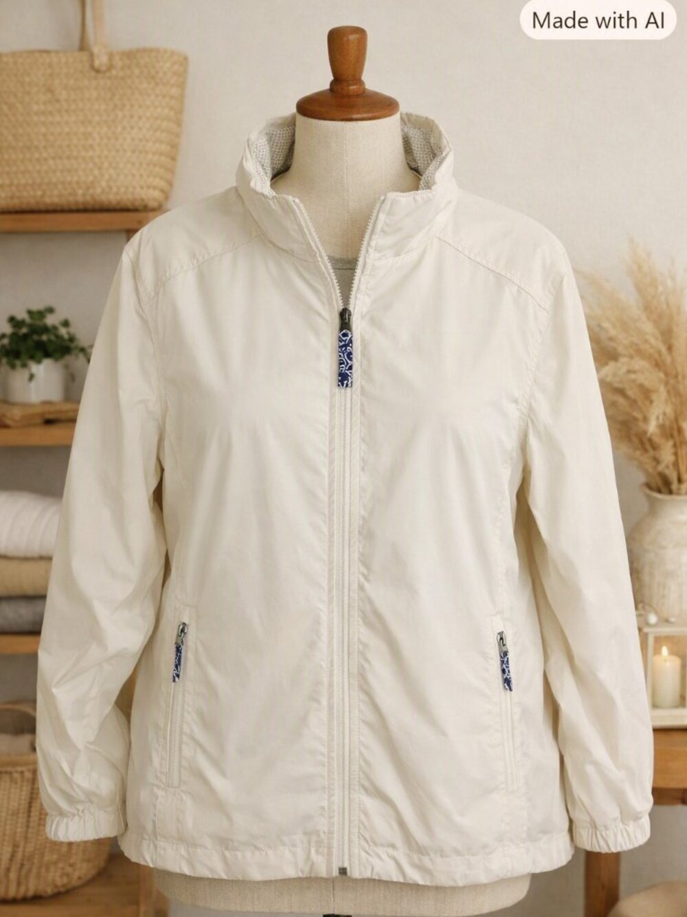 Lands’ End Full-Zip Windbreaker Jacket – Size L (14–16)